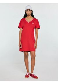 Big-Star - Sukienka damska dzianinowa z niewielkim haftem czerwona Zorkana 603. Kolor: czerwony. Materiał: dzianina. Wzór: haft. Typ sukienki: sportowe. Styl: sportowy #1