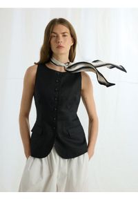 Reserved - Lniana kamizelka - czarny. Kolor: czarny. Materiał: len #1