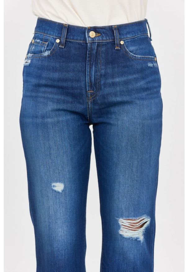 7 FOR ALL MANKIND Granatowe jeansy z rozszerzoną nogawką Riley Ankle Boot, Rozmiar 27. Kolor: niebieski