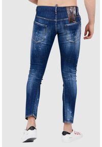 DSQUARED2 Niebieskie jeansy męskie sexy twist jean, Rozmiar 48. Kolor: niebieski. Wzór: aplikacja #4