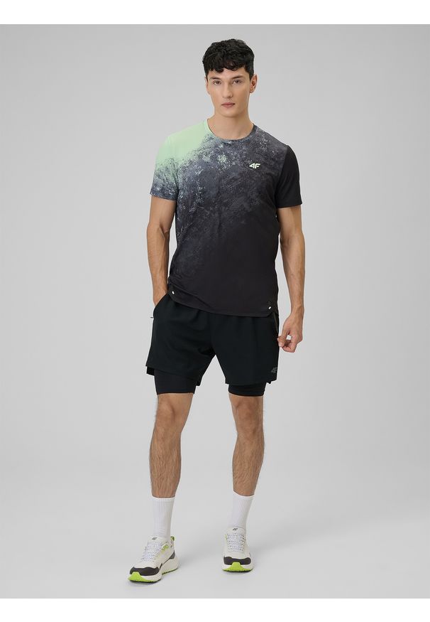4f - 4F Koszulka treningowa regular szybkoschnąca męska - zielona XL. Kolor: zielony. Materiał: skóra. Sport: fitness