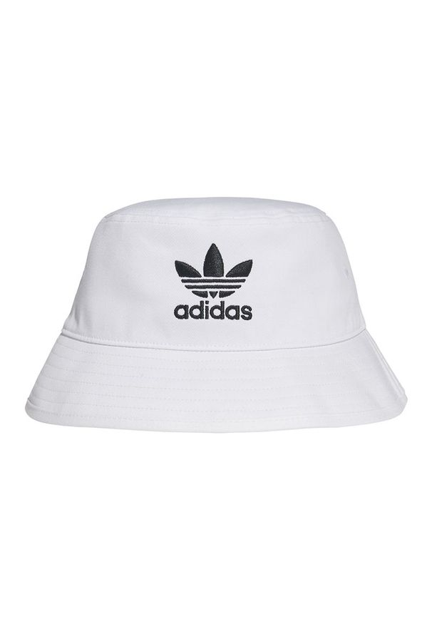 Adidas - Czapka adidas Originals Adicolor Trefoil Bucket Hat FQ4641 - biała. Kolor: biały. Materiał: bawełna. Wzór: aplikacja. Styl: klasyczny, casual, elegancki, wakacyjny