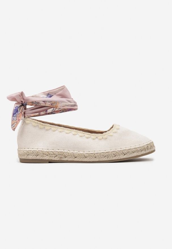 Born2be - Beżowe Espadryle z Plecioną Podeszwą i Wiązaniem Wokół Kostki Cyntavia. Okazja: na co dzień, na spacer. Kolor: beżowy. Sezon: lato. Styl: wakacyjny, elegancki, casual