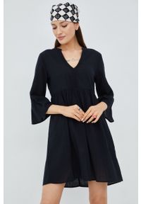 JDY sukienka bawełniana kolor czarny mini rozkloszowana. Kolor: czarny. Materiał: bawełna. Typ sukienki: rozkloszowane. Długość: mini #4
