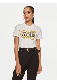 Versace Jeans Couture T-Shirt 77HAHE05 CJ00E Biały Regular Fit. Kolor: biały. Materiał: bawełna