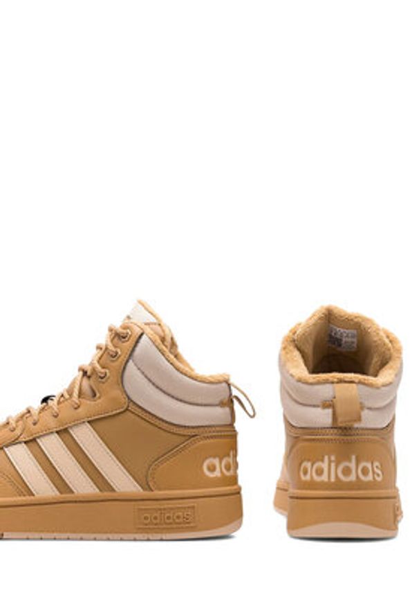 Adidas - adidas Sneakersy HOOPS 3.0 MID WINTER IF2636 Beżowy. Kolor: beżowy. Materiał: skóra