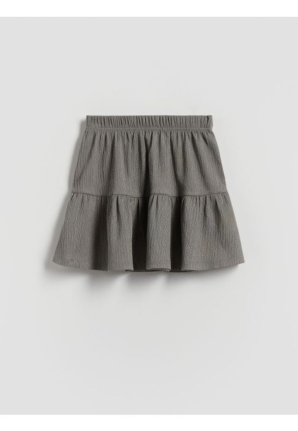 Reserved - Strukturalna spódnica - ciemnoszary. Kolor: szary. Materiał: tkanina. Wzór: gładki