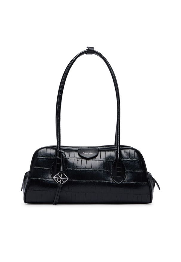 Calvin Klein Torebka Emblem Trio Croco Shoulder Bag LV04F3780G Czarny. Kolor: czarny. Materiał: skórzane