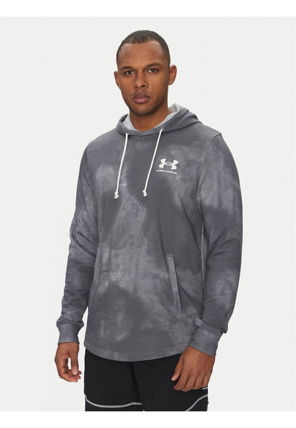 Under Armour Bluza Rival Terry Printed 1390138 Szary Relaxed Fit. Kolor: szary. Materiał: bawełna