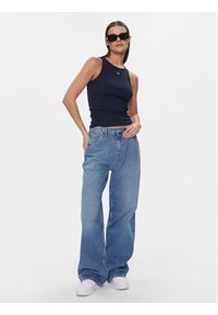 Tommy Jeans Top Essential DW0DW17382 Granatowy Slim Fit. Kolor: niebieski. Materiał: bawełna