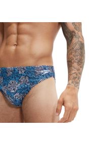 Speedo 5 Cm Escape Slip - Niebiesko-Białe - Rozmiar 38. Kolor: niebieski, biały, wielokolorowy. Wzór: nadruk