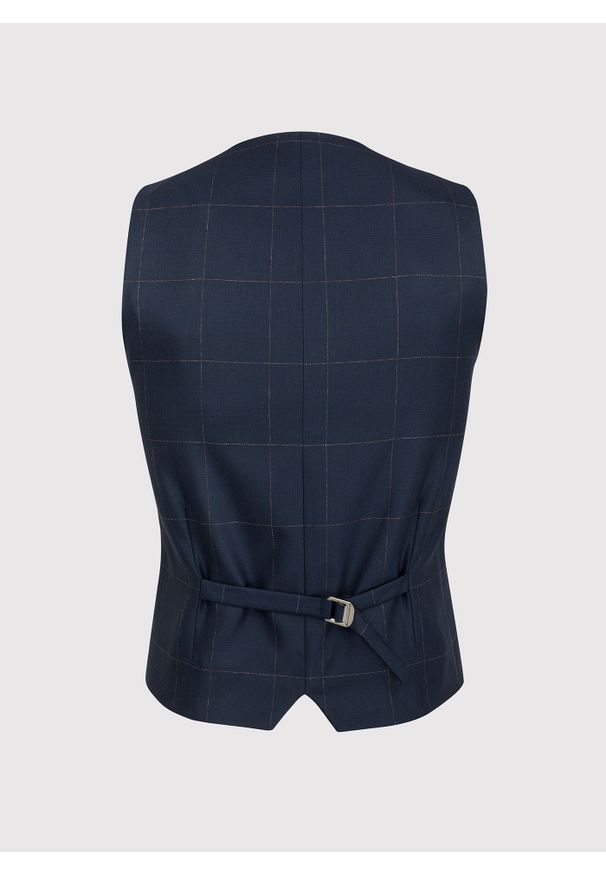 Pako Lorente - PAKO LORENTE – Granatowa kamizelka garniturowa w kratę Windowpane. Kolor: niebieski. Materiał: poliester, wiskoza, elastan