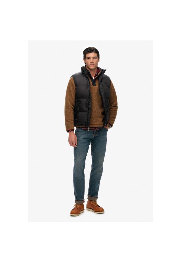 Kurtka puchowa bez rękawów Superdry Tech. Kolor: czarny. Materiał: puch. Długość rękawa: bez rękawów