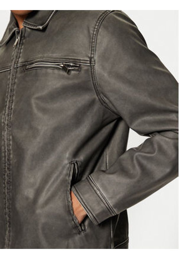 Brave Soul Kurtka z imitacji skóry MJK-DIVISIONPU Szary Regular Fit. Kolor: szary. Materiał: skóra
