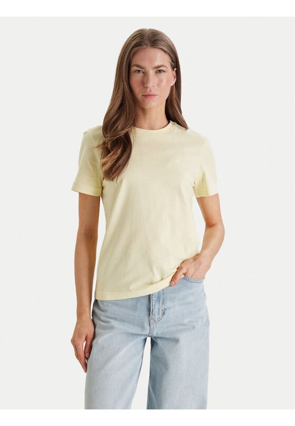 Calvin Klein Jeans T-Shirt Monogram LV047B224G Żółty Regular Fit. Kolor: żółty. Materiał: bawełna