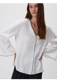 Reserved - Bluzka z lnem - biały. Kolor: biały. Materiał: len #1