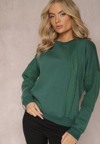 Renee - Zielona Bawełniana Bluza z Łańcuszkiem Eleutia. Kolor: zielony. Materiał: bawełna. Styl: klasyczny #1