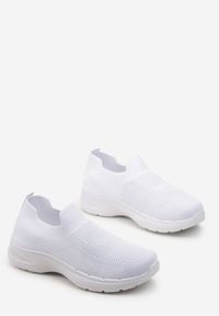 Born2be - Białe Buty Sportowe z Elastyczną Cholewką Gobbena. Kolor: biały. Szerokość cholewki: normalna #4