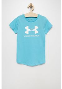 Under Armour t-shirt dziecięcy 1361182. Okazja: na co dzień. Kolor: niebieski. Materiał: dzianina. Wzór: nadruk. Styl: casual #6