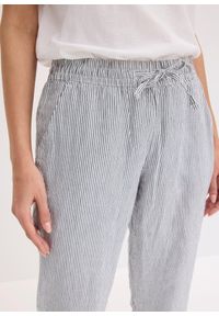 bonprix - Spodnie lniane z elastyczną talią. Kolor: niebieski. Materiał: lyocell, len. Sezon: lato #2