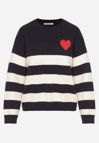 Born2be - Granatowy Sweter z Dodatkiem Kaszmiru o Prostym Kroju w Paski Venlire. Okazja: na co dzień. Kolor: niebieski. Materiał: kaszmir. Wzór: paski. Styl: klasyczny, casual #3