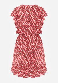 Renee - Czerwona Bawełniana Sukienka o Rozkloszowanym Kroju z Guzikami w Kwiatowy Wzór Roniva. Okazja: na co dzień, na imprezę. Kolor: czerwony. Materiał: bawełna. Wzór: kwiaty. Sezon: lato. Typ sukienki: rozkloszowane, proste. Styl: casual #8