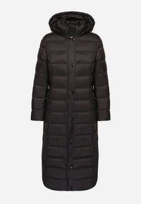 Born2be - Czarna Kurtka Pikowana o Długim Fasonie z Odpinanym Kapturem Reanora. Okazja: na co dzień, na spacer, do pracy. Kolor: czarny. Materiał: dzianina, jeans. Długość rękawa: długi rękaw. Długość: długie. Styl: casual #2