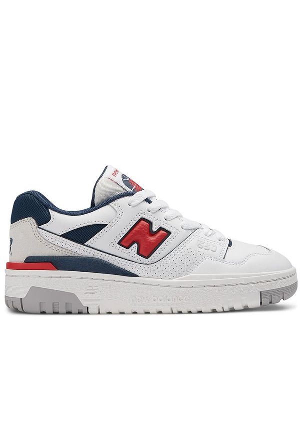 Buty New Balance GSB550ED - białe. Okazja: na co dzień. Kolor: biały. Materiał: guma, syntetyk, zamsz, materiał. Szerokość cholewki: normalna. Sport: koszykówka