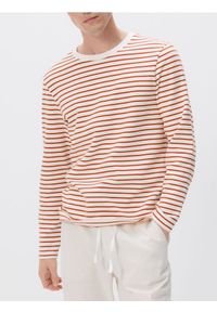 Reserved - Bawełniany longsleeve - złamana biel. Materiał: bawełna. Długość rękawa: długi rękaw. Długość: długie