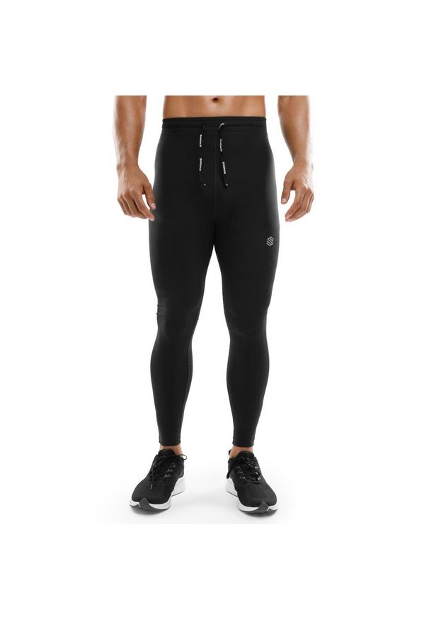 SIROKO - Męskie legginsy do biegania Fitness Siroko Savage. Kolor: czarny. Materiał: dzianina. Sport: fitness