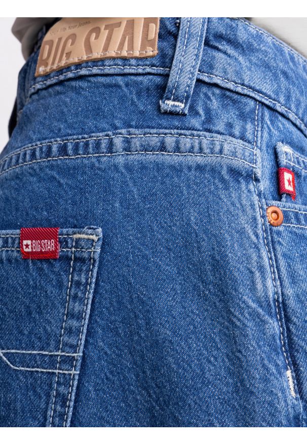 Big-Star - Jeansy dziewczęce z szeroką nogawką niebieskie Misaki 528. Okazja: na co dzień. Stan: podwyższony. Kolor: niebieski. Materiał: jeans. Styl: casual, klasyczny