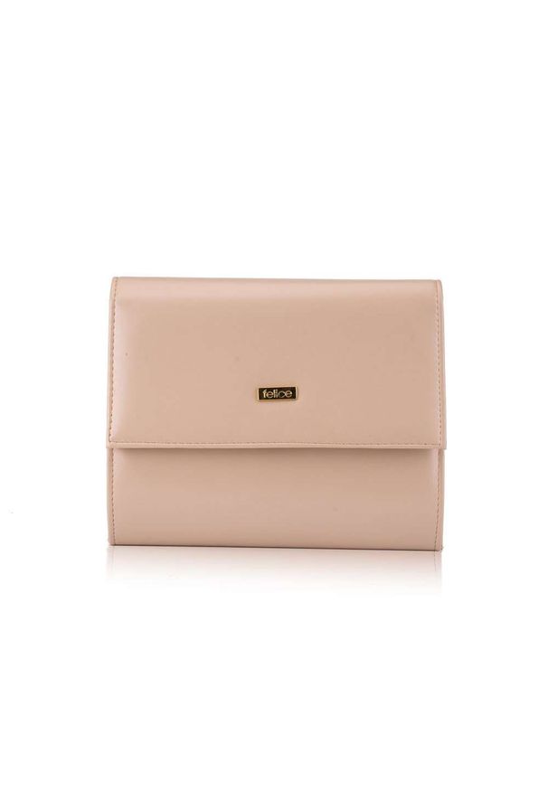 FELICE - Kopertówka j. beżowa Felice F14 light beige matte. Kolor: beżowy. Materiał: skórzane. Styl: klasyczny, elegancki