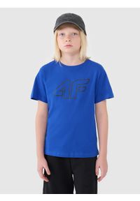 4f - 4F T-shirt z nadrukiem chłopięcy - niebieski 158 (12-13 lat). Okazja: na co dzień. Kolor: niebieski. Materiał: dzianina, jersey, bawełna. Długość rękawa: krótki rękaw. Długość: krótkie. Wzór: nadruk. Sezon: lato. Styl: sportowy, klasyczny, casual