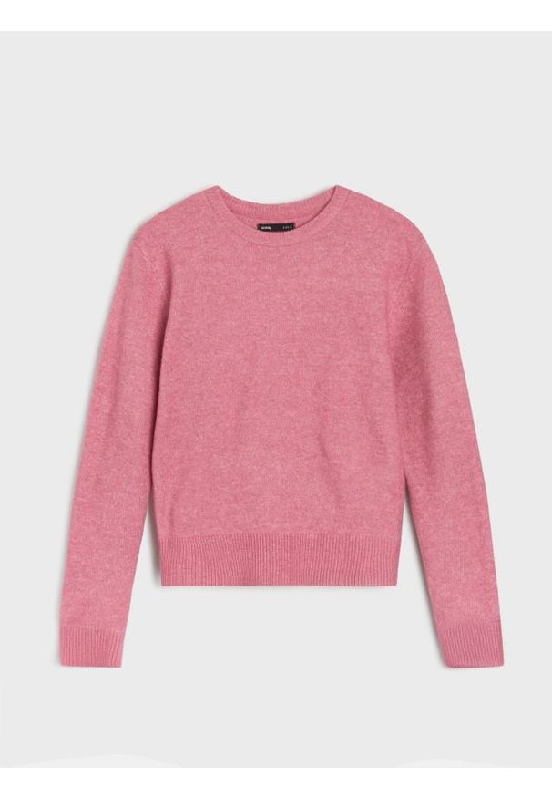 Sinsay - Klasyczny sweter z domieszką wełny - różowy. Kolor: różowy. Materiał: wełna. Styl: klasyczny