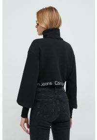 Calvin Klein Jeans bluza damska kolor czarny gładka. Okazja: na co dzień. Kolor: czarny. Długość rękawa: długi rękaw. Długość: długie. Wzór: gładki. Styl: casual #4