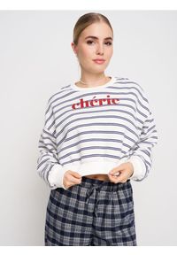 Sinsay - Bluza w paski z napisem - wielobarwny. Wzór: paski, napisy