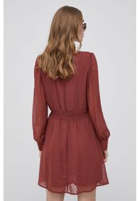 only - Only sukienka kolor bordowy mini rozkloszowana. Kolor: czerwony. Materiał: tkanina. Długość rękawa: długi rękaw. Długość: mini