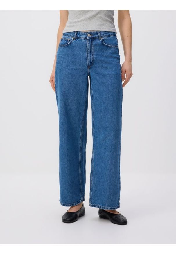 Reserved - Jeansy wide leg - niebieski. Kolor: niebieski