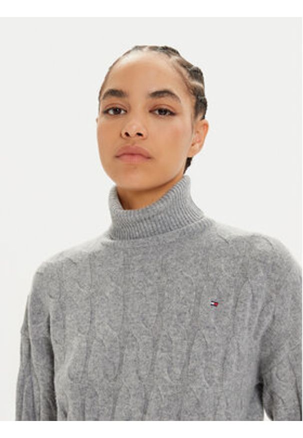 TOMMY HILFIGER - Tommy Hilfiger Golf WW0WW43102 Szary Regular Fit. Typ kołnierza: golf. Kolor: szary. Materiał: wełna