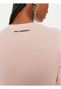 Karl Lagerfeld - KARL LAGERFELD Bluza 245W1813 Różowy Regular Fit. Typ kołnierza: dekolt w karo. Kolor: różowy. Materiał: bawełna