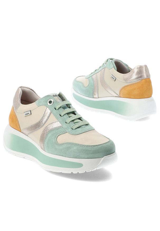 Zielone Sneakersy Callaghan Modne Obuwie Damskie Na Platformie. Kolor: zielony. Materiał: zamsz, skóra. Szerokość cholewki: normalna. Obcas: na platformie. Styl: elegancki