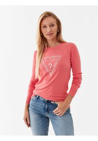 Guess Sweter Diane W3YR46 Z2NQ2 Różowy Regular Fit. Kolor: różowy. Materiał: wiskoza