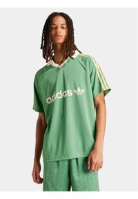 Adidas - adidas Polo Pinstripe IR9381 Zielony Regular Fit. Typ kołnierza: polo. Kolor: zielony. Materiał: syntetyk
