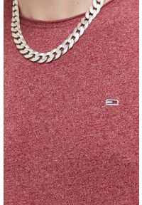 Tommy Jeans t-shirt męski kolor bordowy melanżowy. Kolor: czerwony. Materiał: bawełna, dzianina. Wzór: melanż. Styl: klasyczny #2
