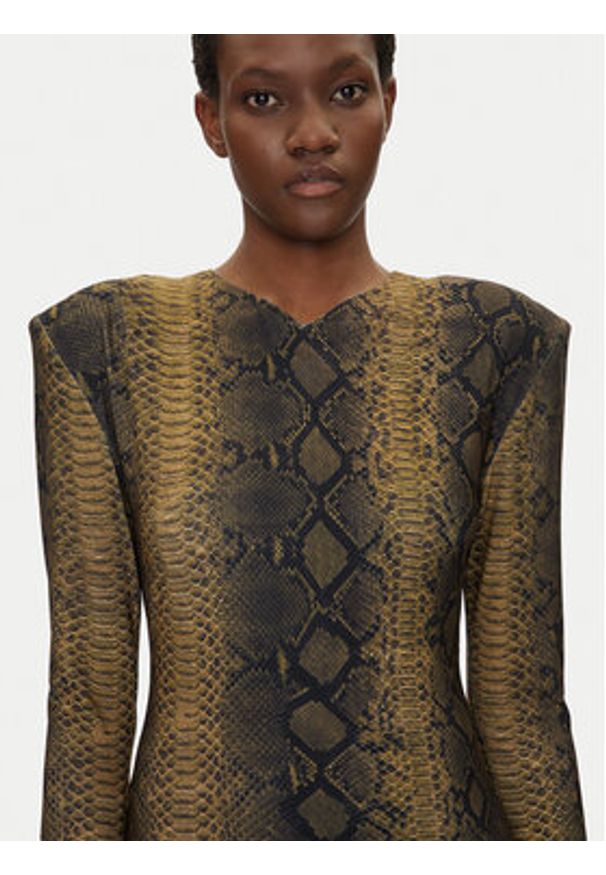 NORMA KAMALI Sukienka codzienna KK4243PLC27302 Brązowy Slim Fit. Okazja: na co dzień. Kolor: brązowy. Materiał: syntetyk. Typ sukienki: proste. Styl: casual