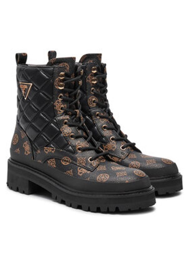 Guess Trzewiki Badae2 FLFBD2 FAL10 Czarny. Kolor: czarny. Materiał: skóra