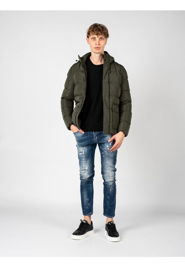 Geox Kurtka "Hilstone" | M2628C T2941 | Mężczyzna | Zielony. Okazja: na co dzień. Typ kołnierza: kaptur. Kolor: zielony. Materiał: poliester. Styl: elegancki, casual, sportowy