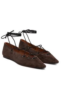 Lauren Ralph Lauren - LAUREN RALPH LAUREN Baleriny Suede Lace-Up Pointed Ballet Flat 818P15775001 Brązowy. Kolor: brązowy. Materiał: skóra, zamsz #5