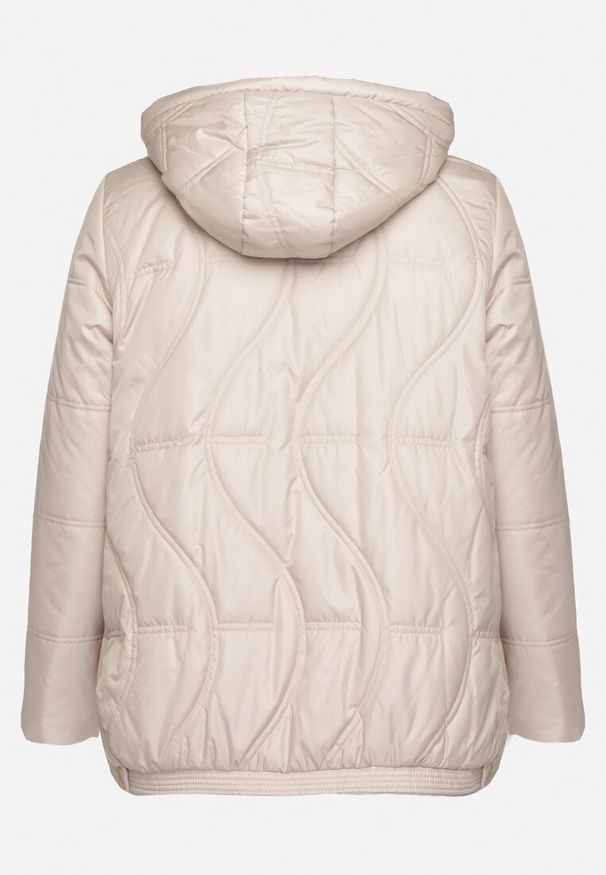 Born2be - Beżowa Pikowana Kurtka z Odpinanym Kapturem i Kieszeniami Vilbia. Okazja: na spacer, na co dzień. Kolekcja: plus size. Kolor: beżowy. Materiał: poliester, jeans. Styl: sportowy, elegancki, casual