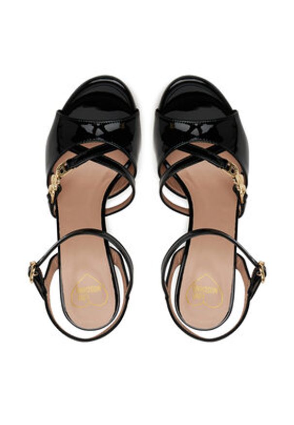 Love Moschino - LOVE MOSCHINO Sandały JA16089G1MIH0000 Czarny. Kolor: czarny. Materiał: skóra